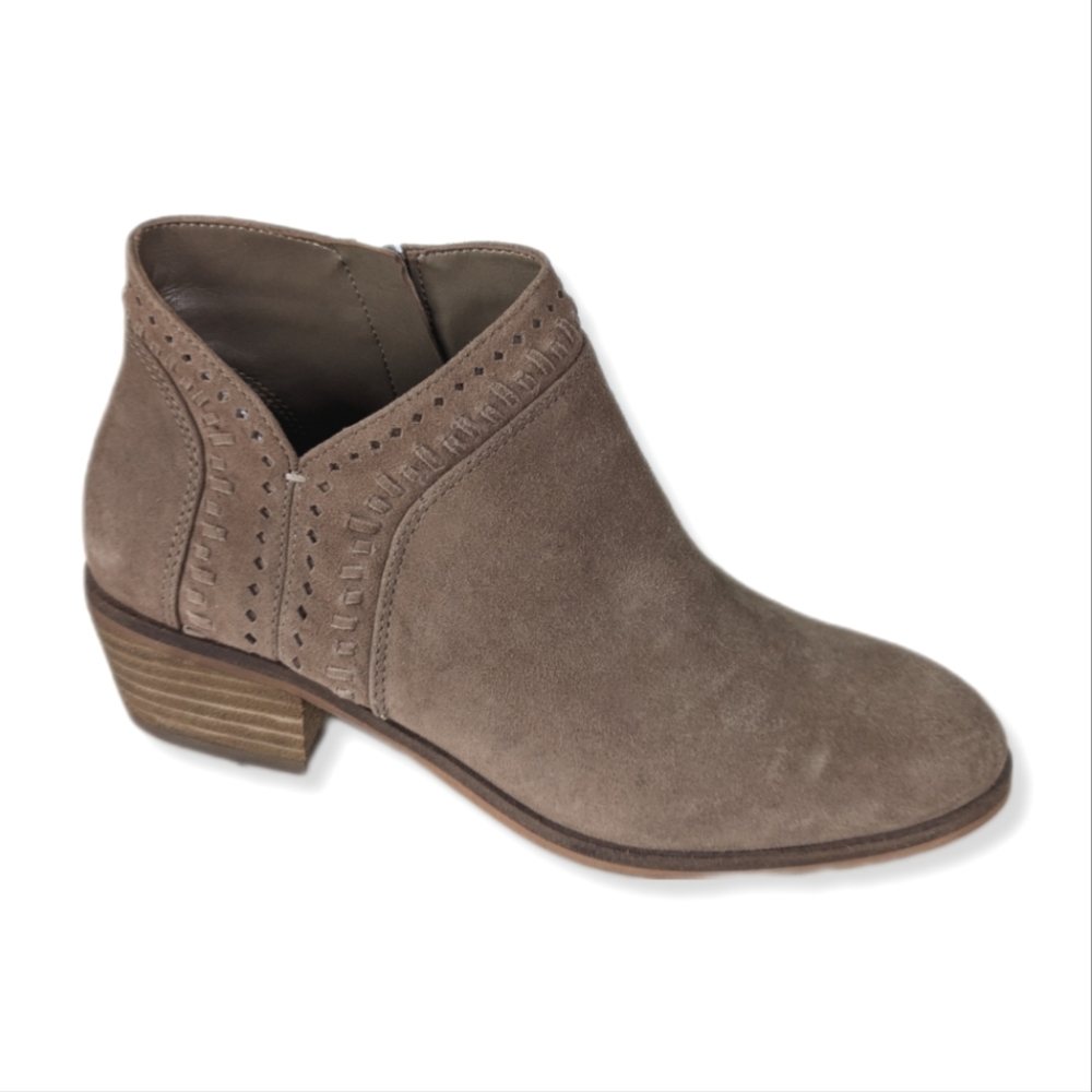 Vince Camuto Taupe Suede Whip Stitch Ankle Boots